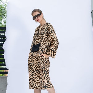 Oversized Leopard Coat, Neoprene Coat with Animal Print, Avant Garde Jacket, Neoprene Jacket, Plus Size Overcoat, Avant Garde Coat image 3