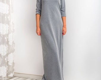 Long Loungewear Dress, Stay Home Dress, Pregnancy Dress, Plus Size Clothing, Comfy Maxi Dress, Maternity Dress, Winter Cozy Dress, Loose