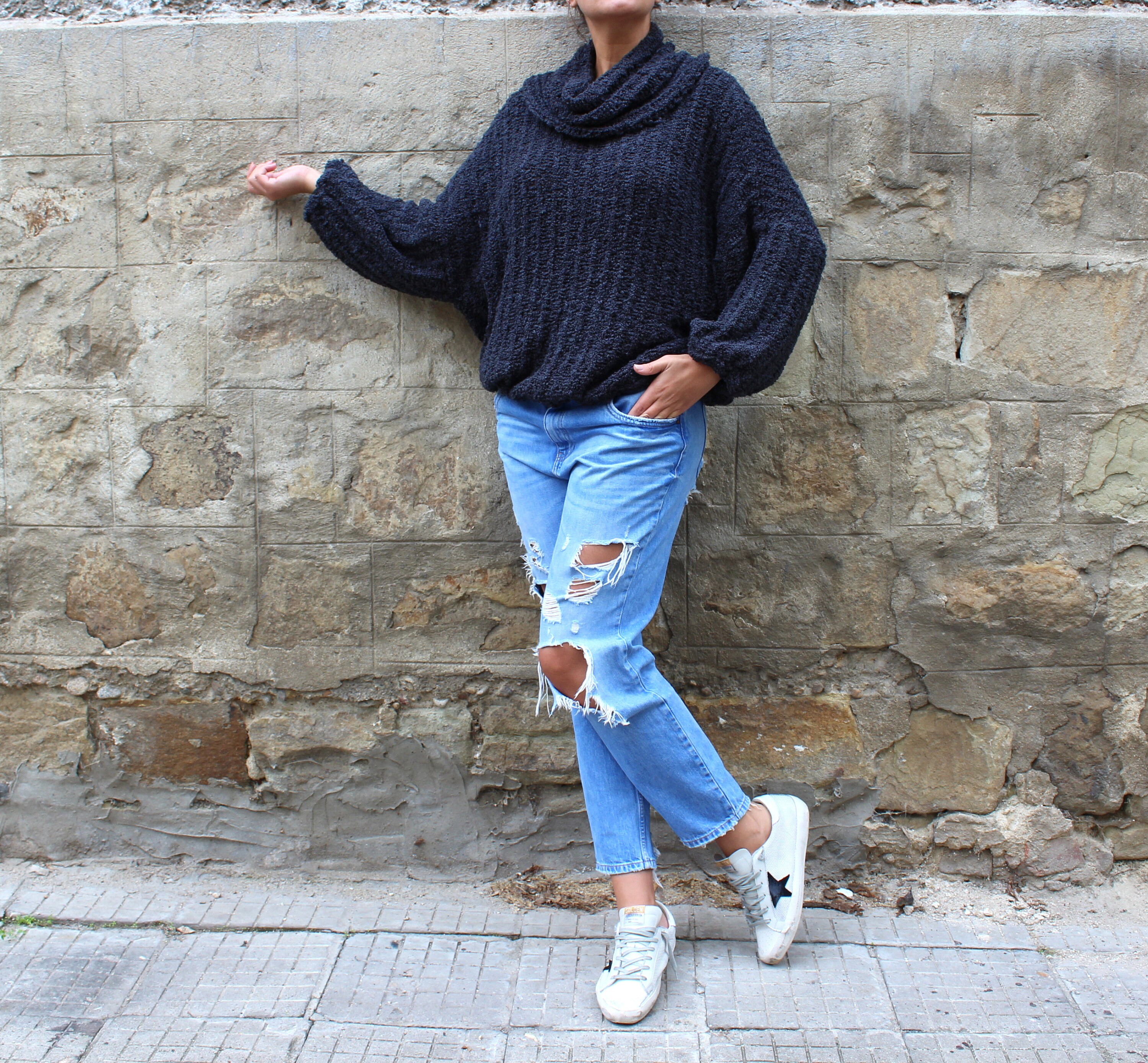 OFF SALE Dark Blue Oversized Turtleneck 