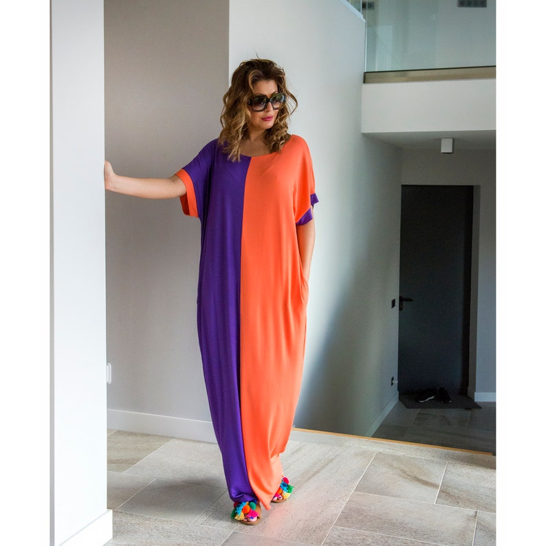 orange and purple maxi dress