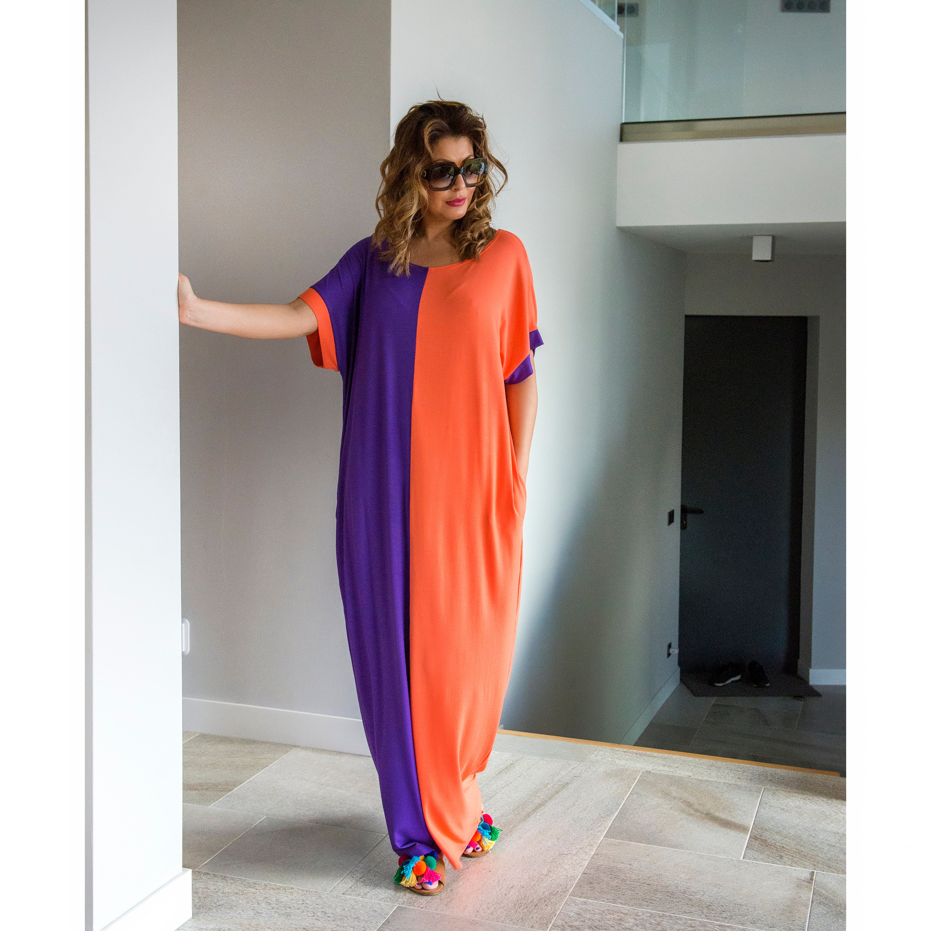 Orange and Purple Maxi Dress 133.322 | Etsy
