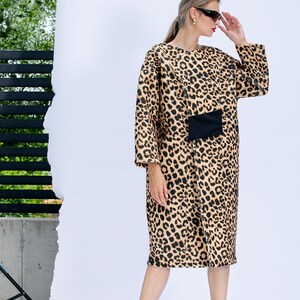 Oversized Leopard Coat, Neoprene Coat with Animal Print, Avant Garde Jacket, Neoprene Jacket, Plus Size Overcoat, Avant Garde Coat image 2