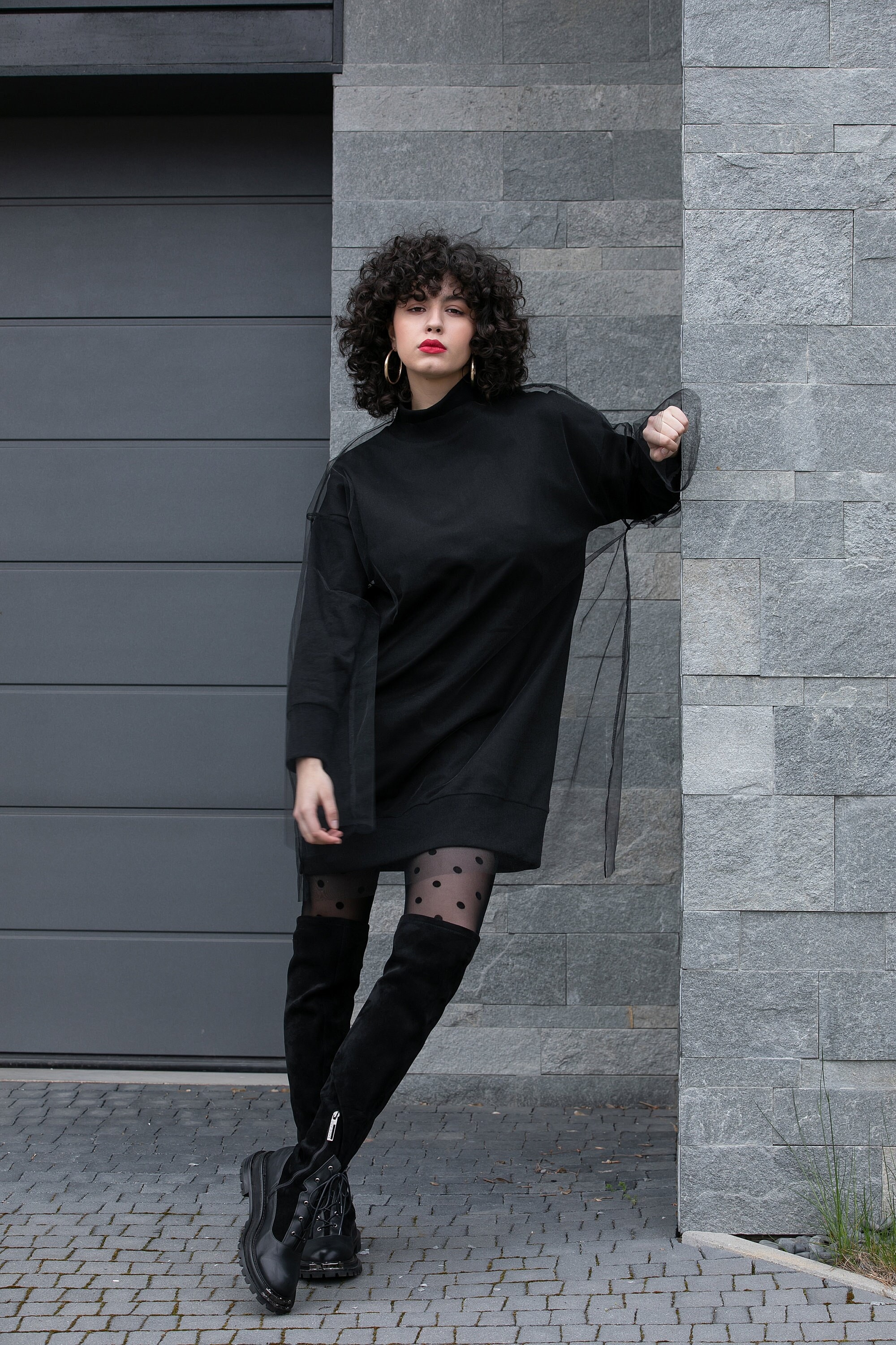 Oversized black jumper dress sales