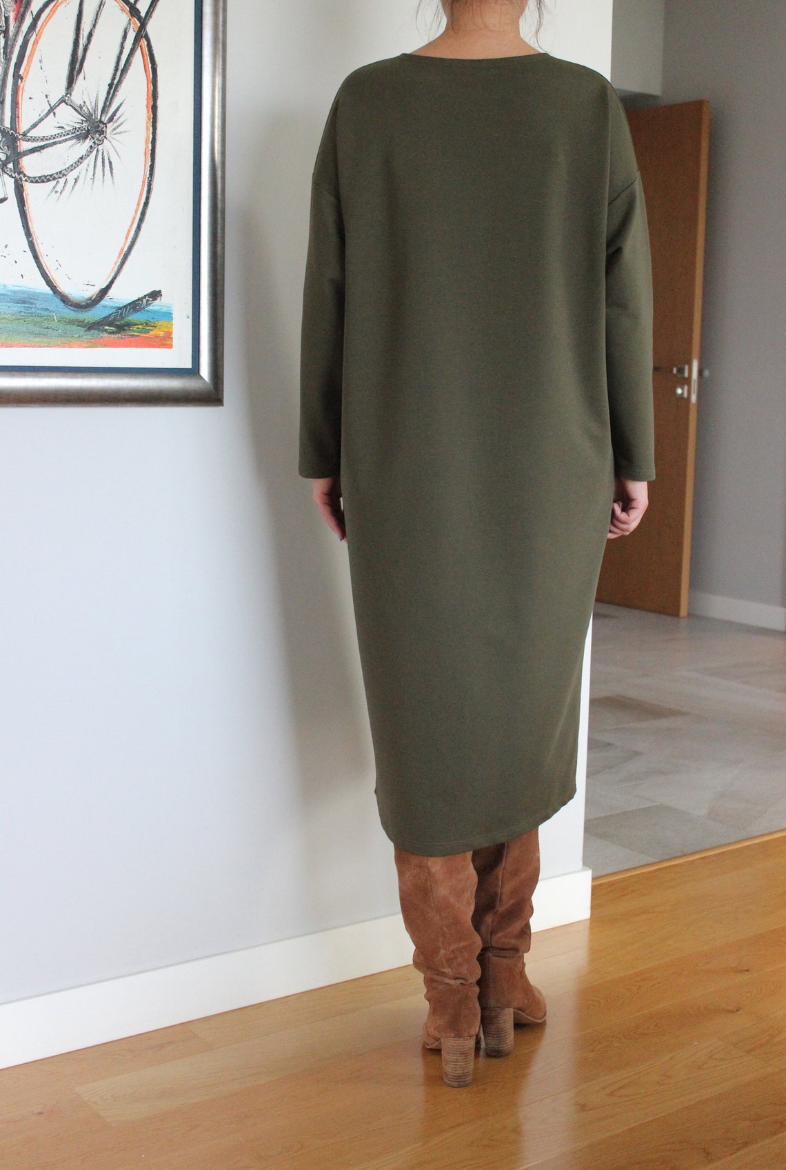 Olive Green Sweater Dress Plus Size Clothing Loungewear Etsy