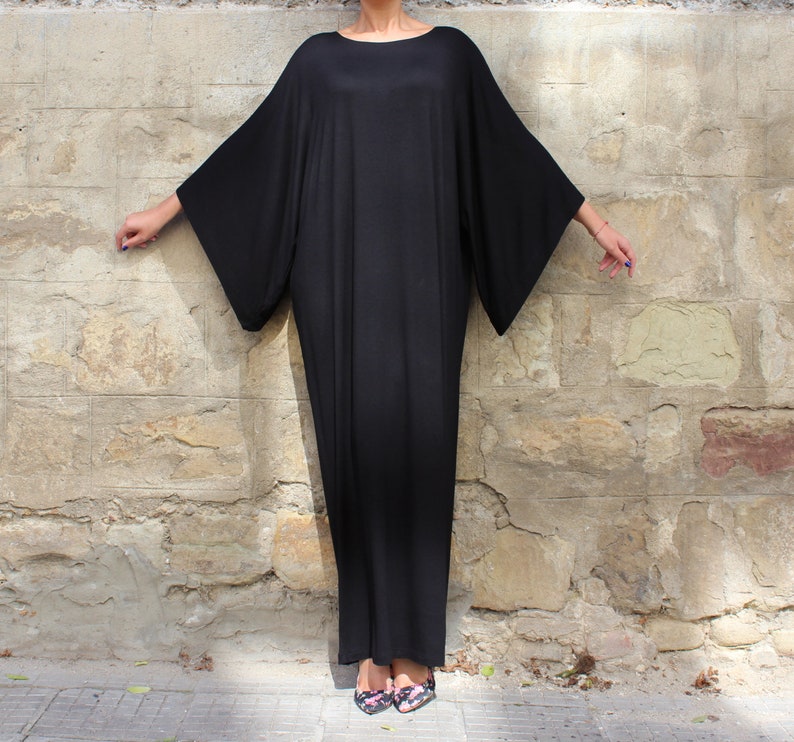 Black Kaftan Dress, Gothic Dress, Plus Size Clothing, Black Maxi Dress, Loose Abaya Dress, Oversize Black Dress image 2