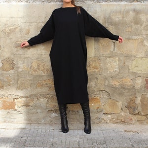 Plus Size Black Dress, Winter Maxi Dress, Plus Size Clothing, Long Sleeve Dress, Gothic Dress, Pocket Dress, Warm Dress, Plus Size Clothing image 2