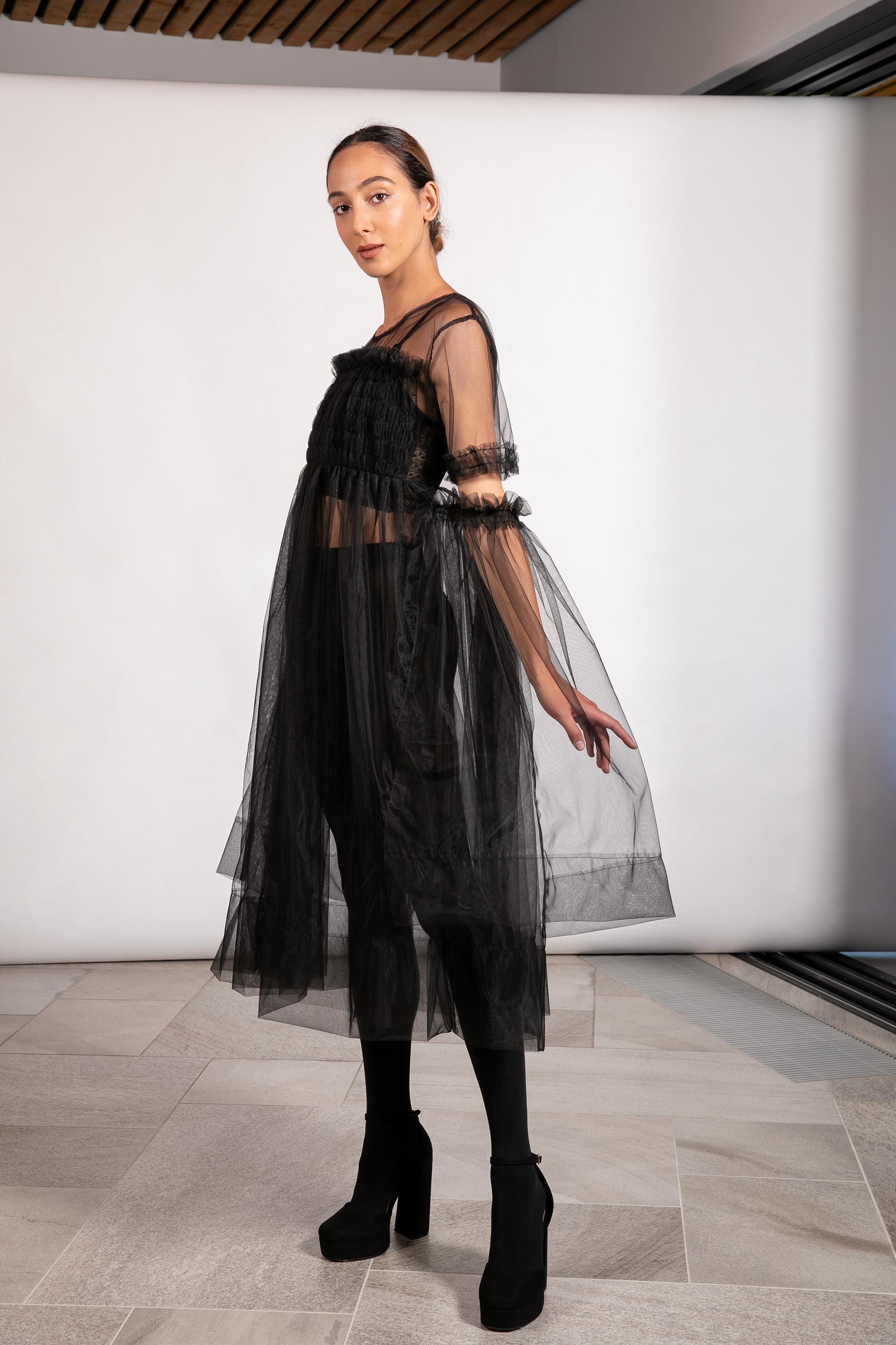 plus size black and pink dress Coco Dropped Waist Maxi Dress / Black | MESHKI