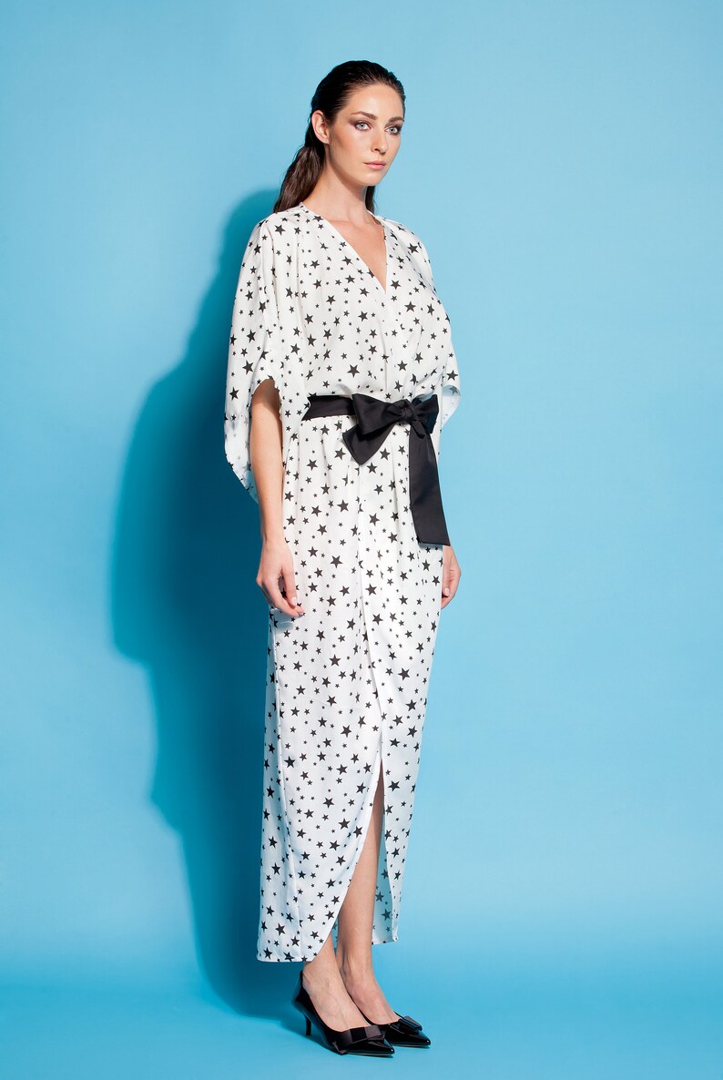 Black and White Dress/ Dress/ Robe/ Wrap Dress/ Summer Dress/ Etsy