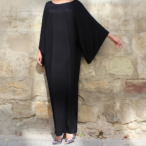 Black Kaftan Dress, Gothic Dress, Plus Size Clothing, Black Maxi Dress, Loose Abaya Dress, Oversize Black Dress image 3