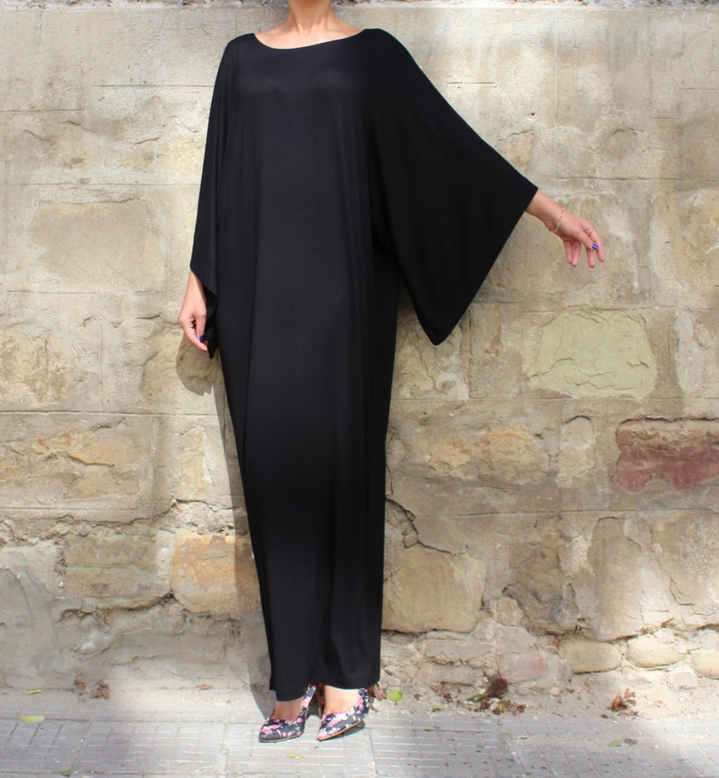 Black Kaftan Dress, Gothic Dress, Plus Size Clothing, Black Maxi Dress, Loose Abaya Dress, Oversize Black Dress image 3