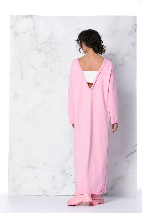 Pink Dress Casual Dress Women Dress Backless Dress Cotton