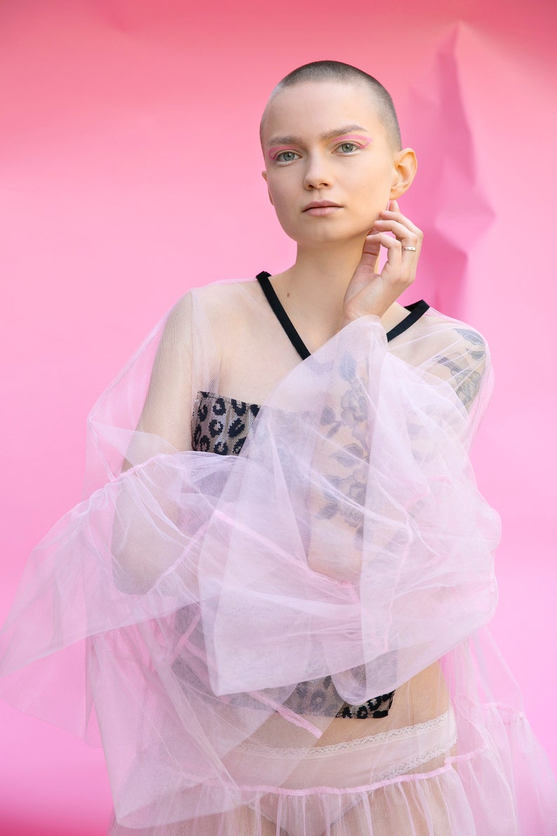 Pink Tulle Dress Tulle Top Women Cover Up Tulle Tunic - Etsy