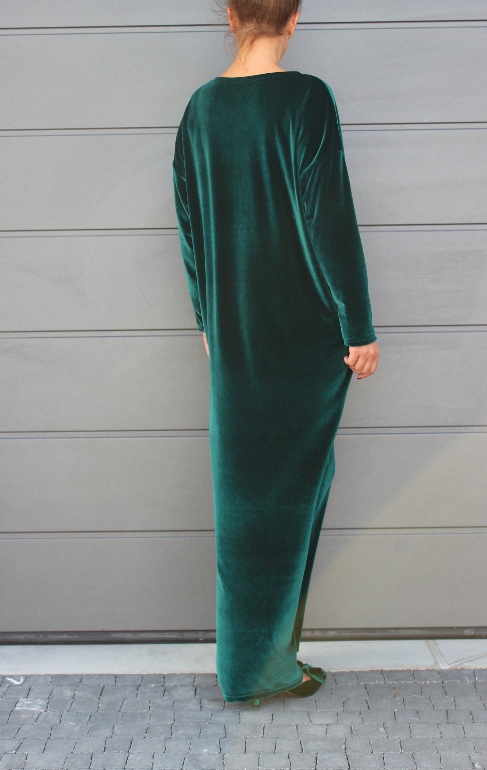 Emerald Green Velvet Dress Plus Size Clothing Velvet Kaftan Etsy