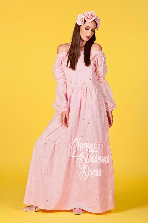Long sleeve boho top maxi dress plus size