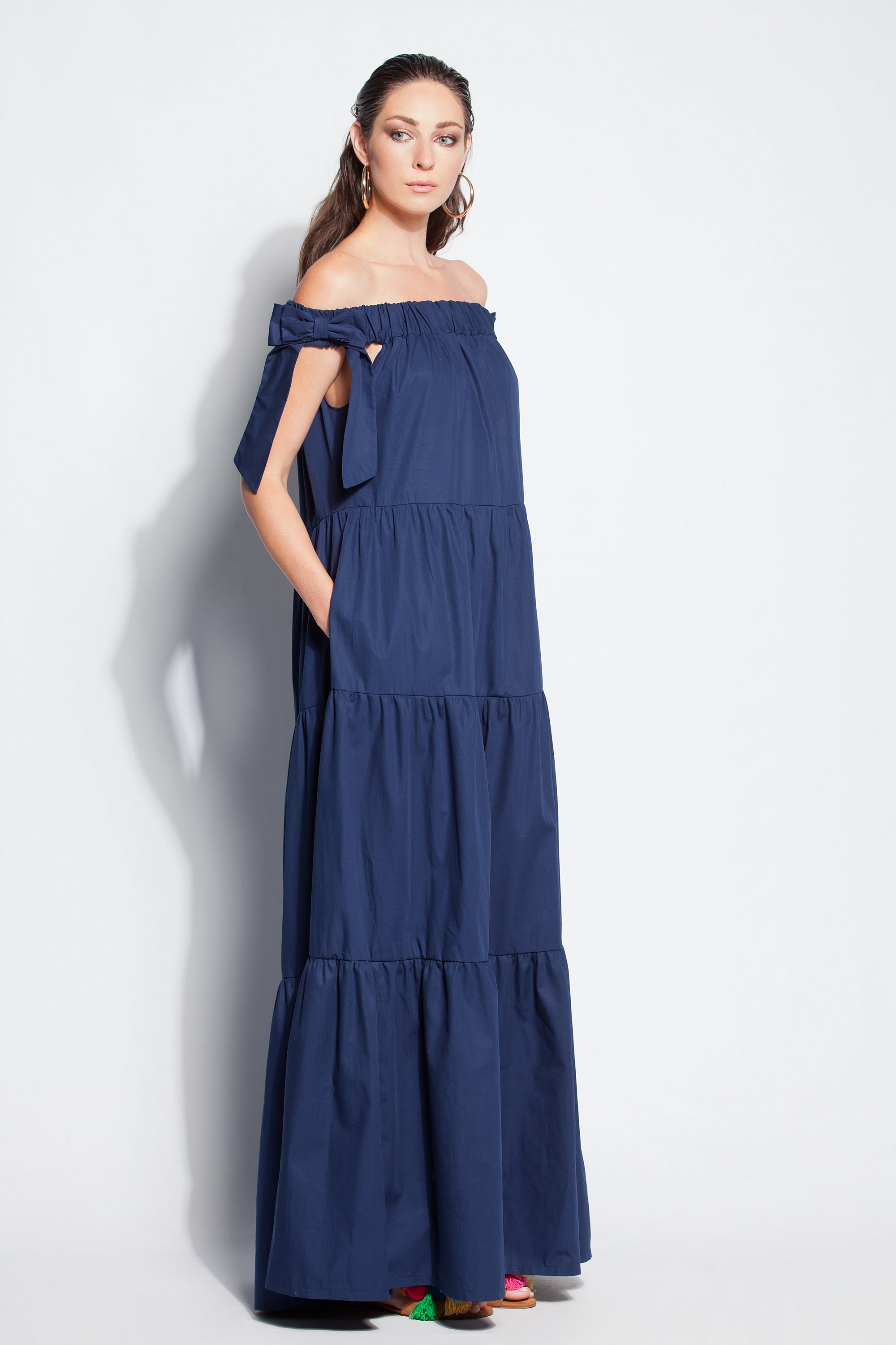 Navy Blue Maxi Dress/ Boho Dress ...