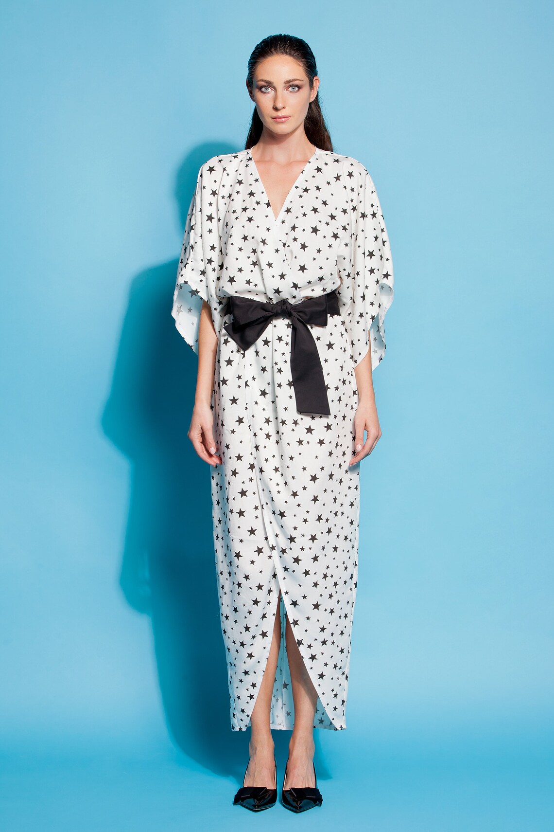 Black and White Dress/ Dress/ Robe/ Wrap Dress/ Summer Dress/ Etsy