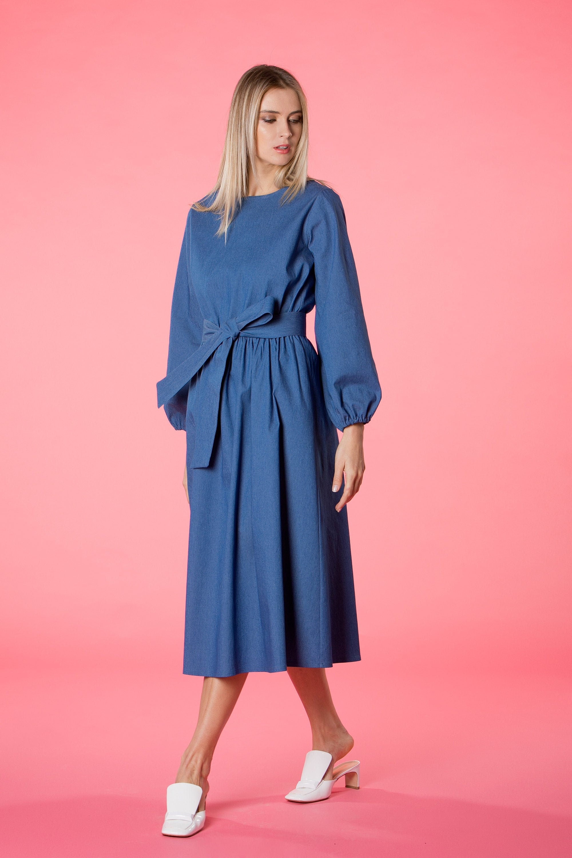 Denim Chiffon Dress - Etsy