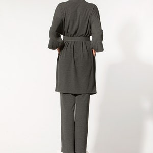 Handmade Viscose Knit Set of Wide Leg Pants and Kimono Robe, Loungewear Two Piece Set, Unisex Clothing image 3