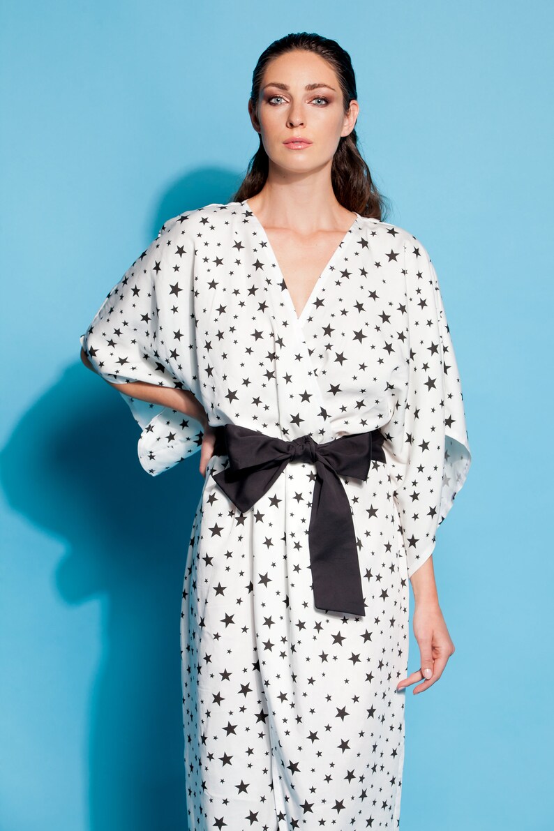 Black and White Dress/ Dress/ Robe/ Wrap Dress/ Summer Dress/ Etsy