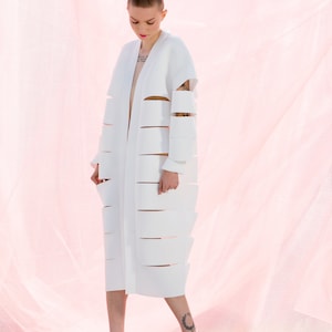 White Futuristic Jacket, Neoprene Cutout Jacket, Avant Garde Coat, Futuristic Clothing, Steampunk Jacket, Grunge Jacket, Loose Jacket image 6