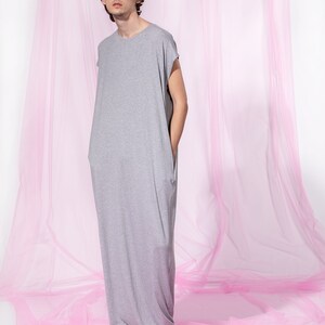 Men Dress Shirt, Grey Kaftan For Men, Long Men's Robe, Unisex Adult Clothing, Men Loungewear, Long Minimalist Dress image 6