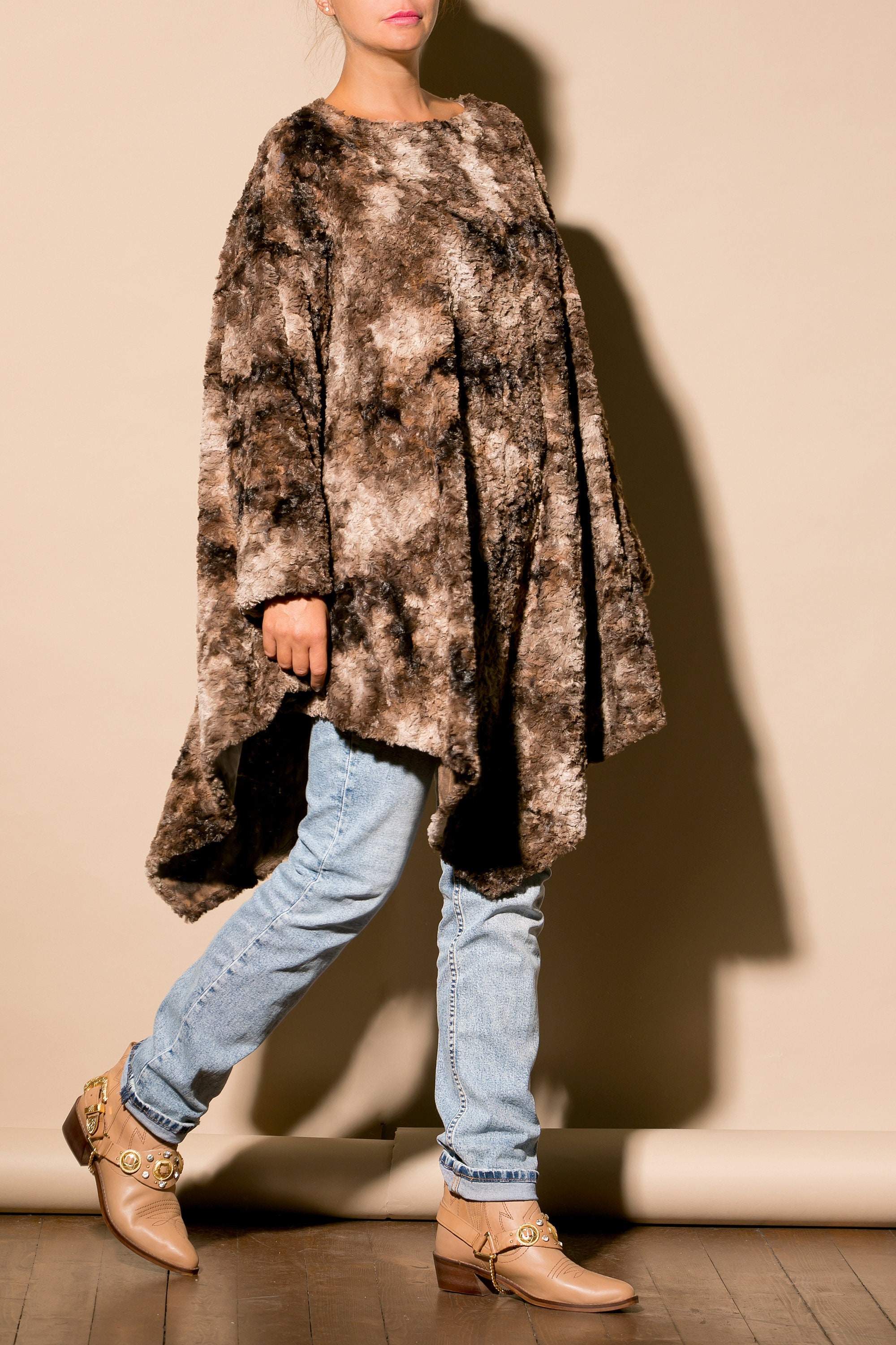 plus size fur poncho