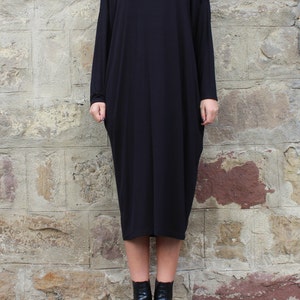 Black Casual Dress, Loungewear for Women, Jumper Dress Black, Minimalist Dress Plus Size, Kaftan Women image 5