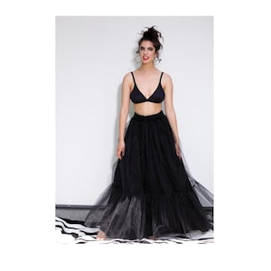 Black Maxi Skirt, Halloween Skirt, Broomstick Skirt, Long Skirt, Tulle Skirt, Goth Skirt, Steampunk Skirt, Gothic Skirt, High Waisted Skirt