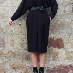 Black Casual Dress, Loungewear for Women, Jumper Dress Black, Minimalist Dress Plus Size, Kaftan Women image 4