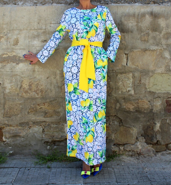Print Dress Column Dress Amalfi Print 