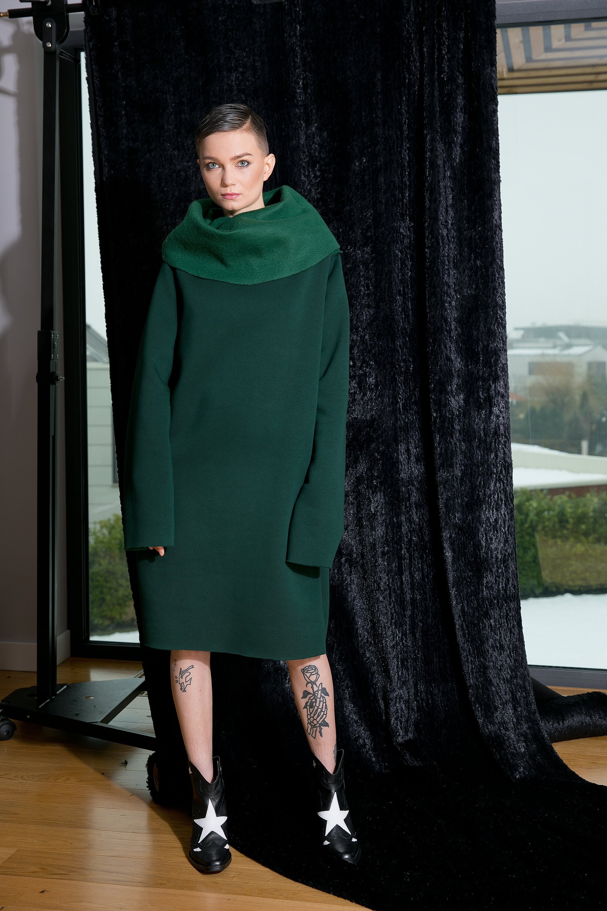 green sweater dress plus size