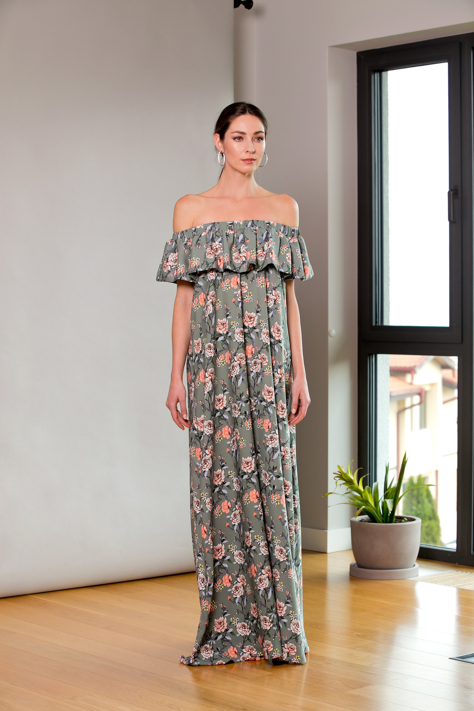 Floral Off Shoulder Maxi Dress