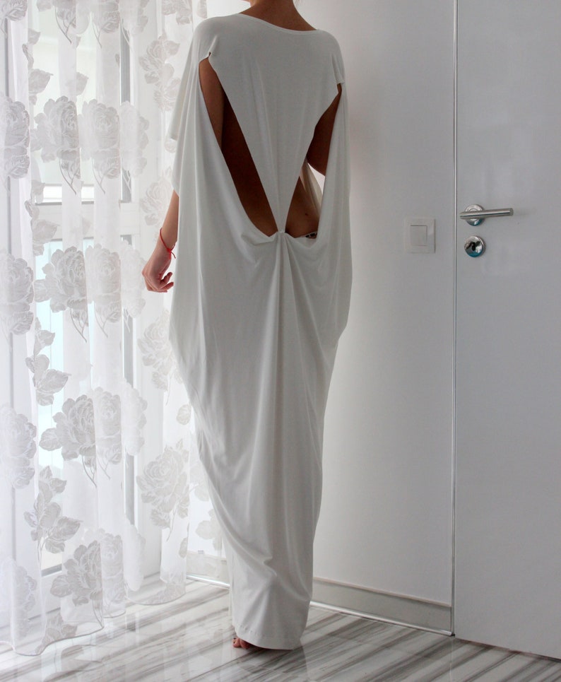 White Maxi Dress, Backless Dress, Kaftan Dress, Plus Size Clothing, Cutout Dress, White Dress Women, Loose Dress, White Beach Dress 