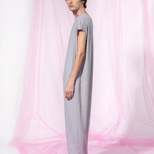 Men Dress Shirt, Grey Kaftan For Men, Long Men's Robe, Unisex Adult Clothing, Men Loungewear, Long Minimalist Dress image 7