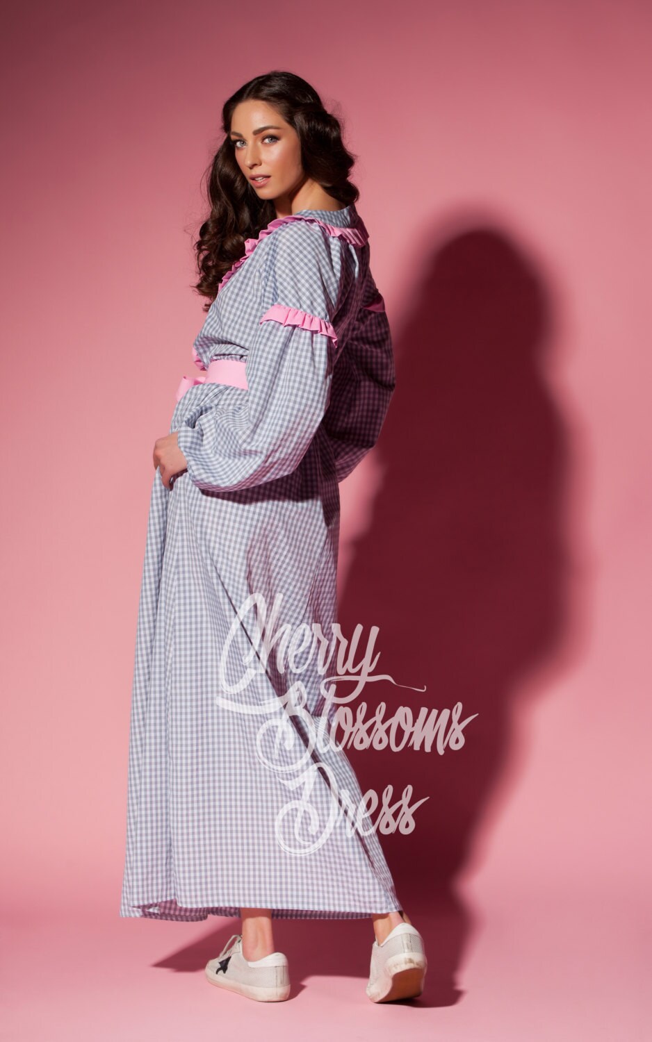 Maxi Dress With Sleeves Gingham Dress Boho Maxi Dress Plus | Etsy