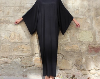 Black Abaya Dress, Plus Size Black Dress, Black Boho Dress, Women Kaftan Dress, Plus Size Clothing, Wide Sleeve Dress, Plus Size Maxi Dress