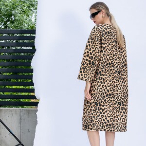 Oversized Leopard Coat, Neoprene Coat with Animal Print, Avant Garde Jacket, Neoprene Jacket, Plus Size Overcoat, Avant Garde Coat image 4