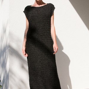 Sale Dress, Black Knitted Dress, Knitted Sweater Dress, Black Jumper Dress, Knit Sweater Dress, Short Sleeve Knitted Dress, Minimalist Dress image 3