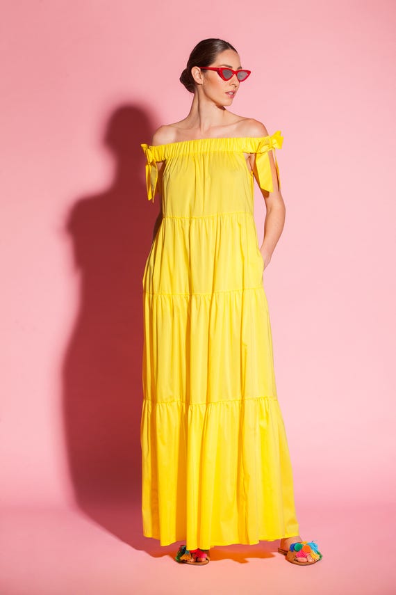 Yellow gypsy dress top