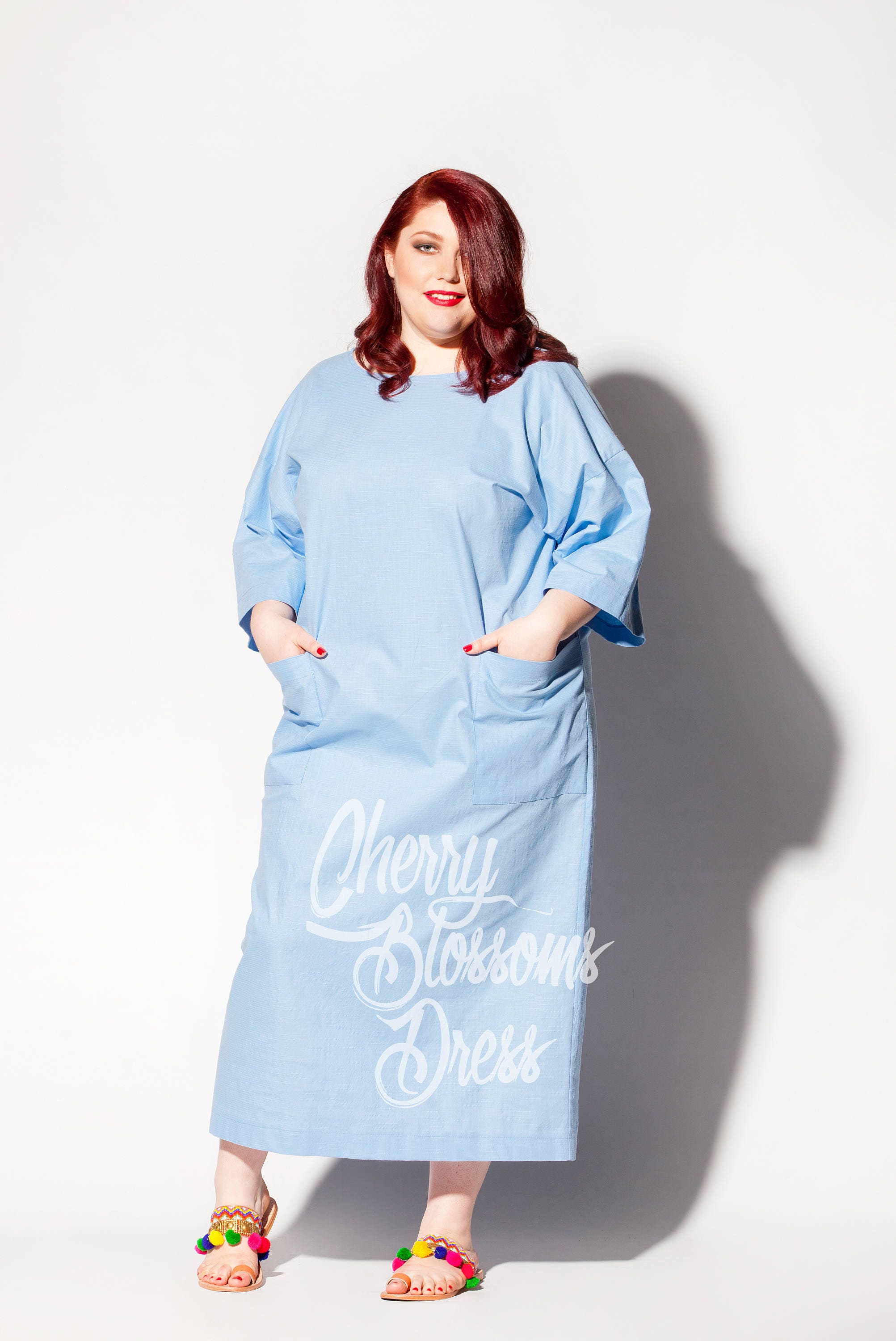 Sky Blue Linen Plus Size Dress Linen Plus Size Robe Plus - Etsy UK