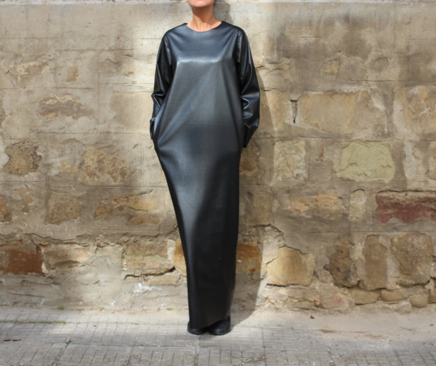 Syd Mathis indlysende Women Leather Dress Maxi Dress Black Dress Loose Dress - Etsy