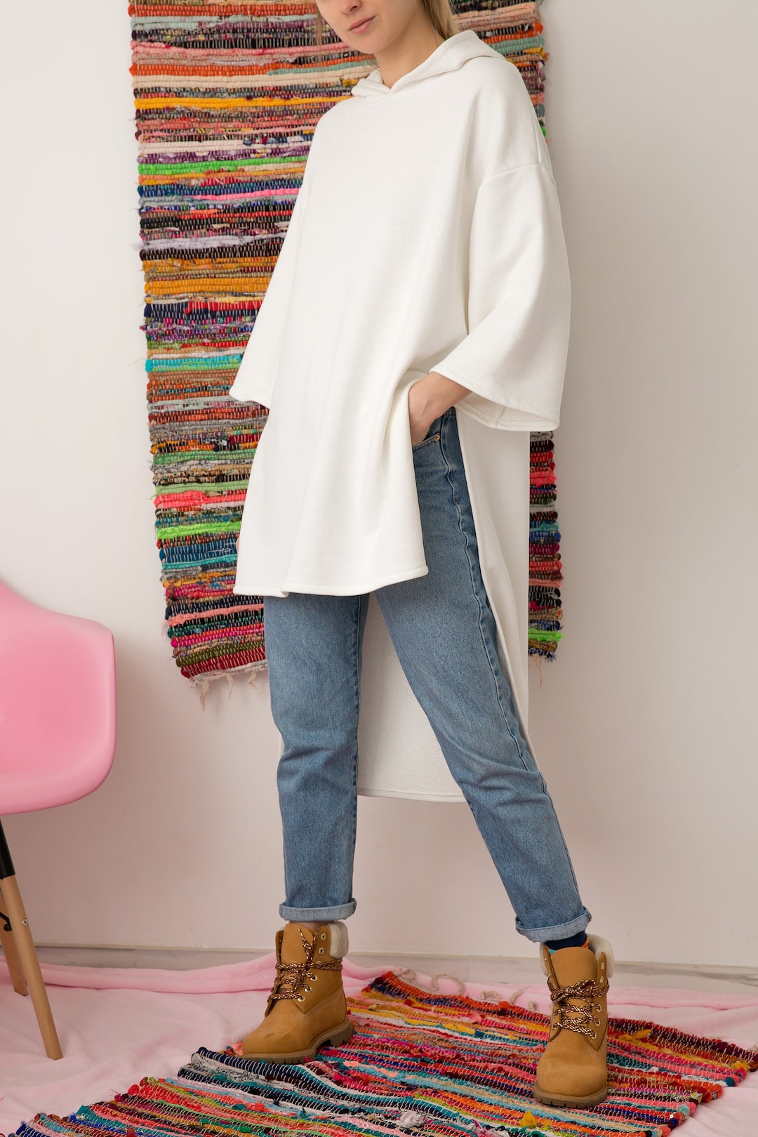 White Hoodie, Oversized Hoodie, Oversized Sweatshirt, Hoodie Women ...