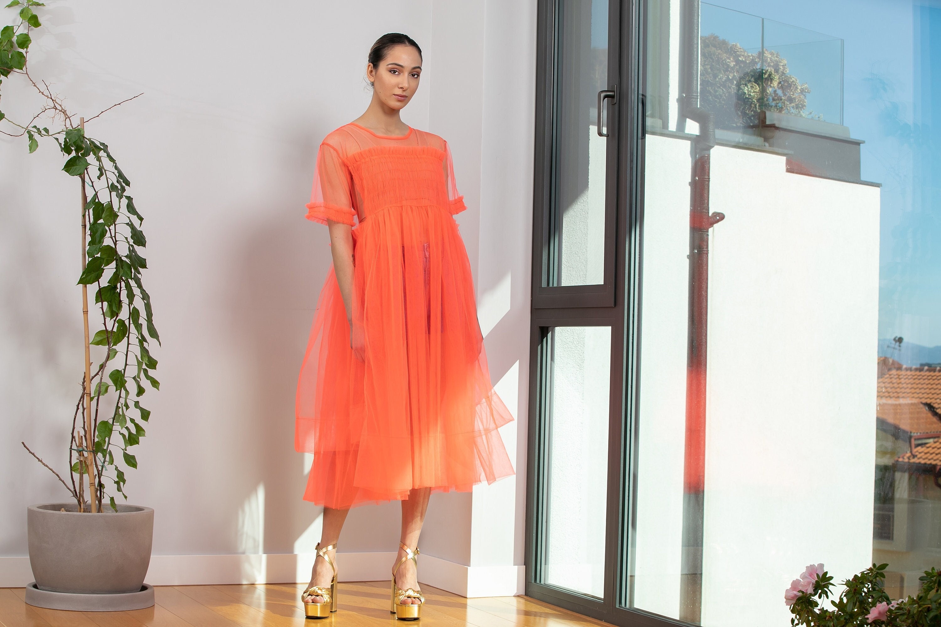 経典ブランド very Brain Romantic sheer dress ロングワンピース