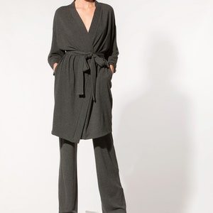 Handmade Viscose Knit Set of Wide Leg Pants and Kimono Robe, Loungewear Two Piece Set, Unisex Clothing image 5