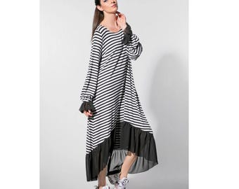 Custom Dress, Handmade Dress, Mod Dress, Maxi Dress, Summer Dress, Plus Size Dress, Long Sleeve Dress