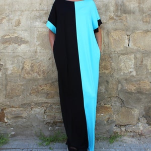 Kaftan Maxi Dress, Plus Size Dress, Two Color Dress, Loose Maxi Dress, Beach Dress, Plus Size Clothing, Maternity Dress, Bohemian Dress zdjęcie 3