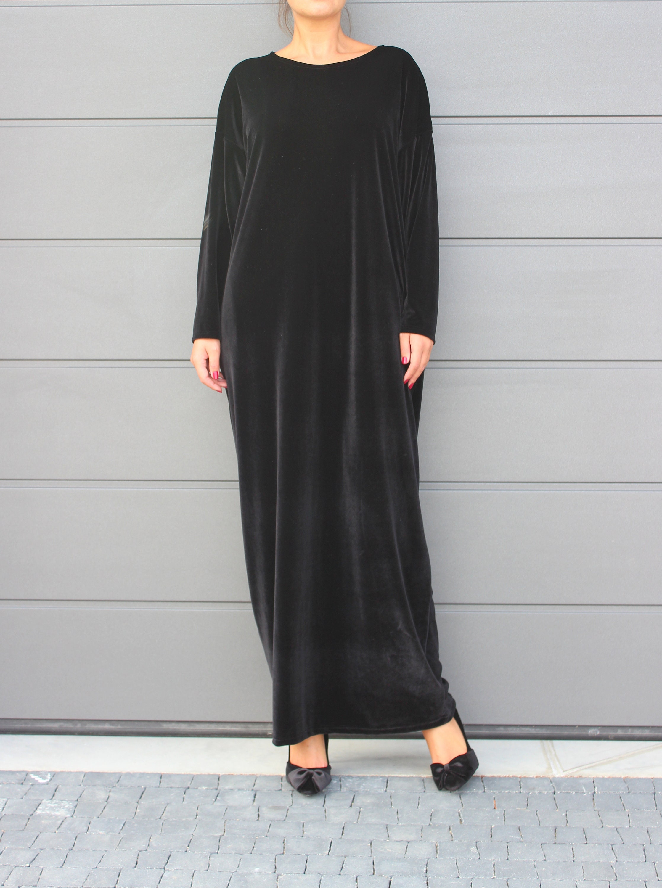 Velvet Kaftan Women Black Velvet Dress 