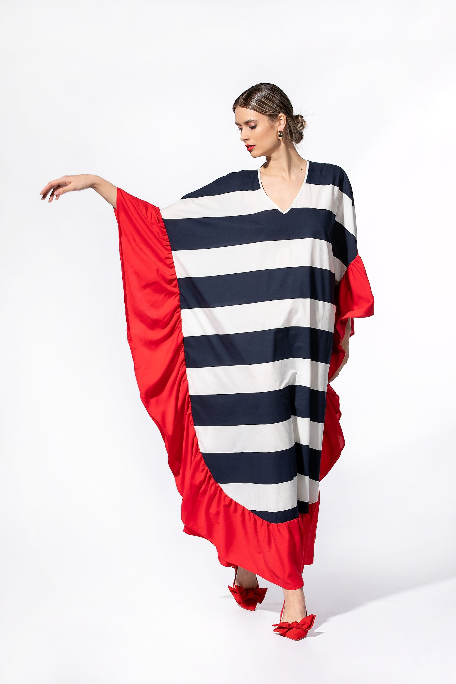 Cotton Maxi Kaftan Dress Kaftan for Woman Color Block Dress Etsy