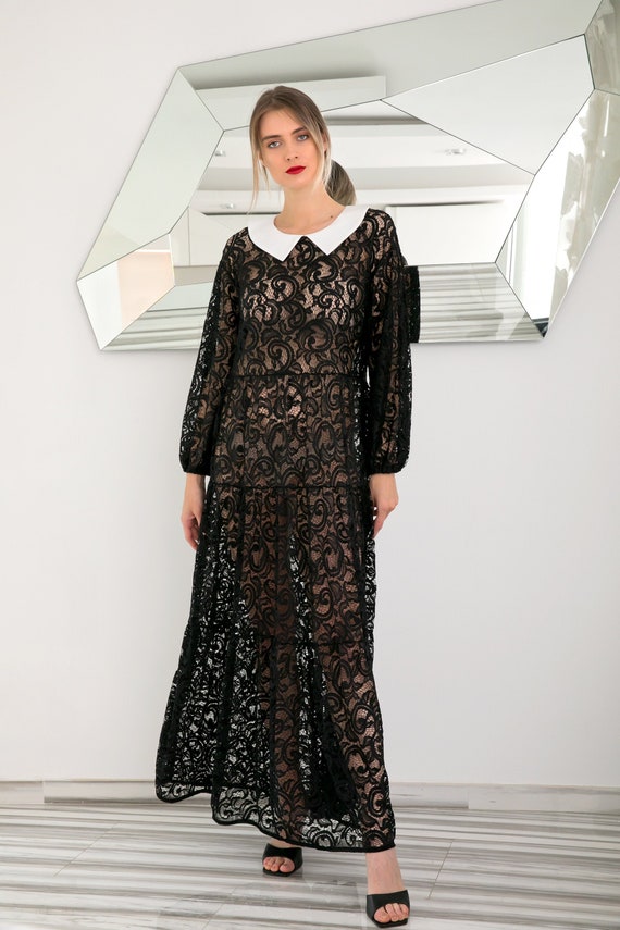 Black Lace Dress Black Maxi Dress 