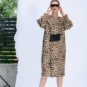 Oversized Leopard Coat, Neoprene Coat with Animal Print, Avant Garde Jacket, Neoprene Jacket, Plus Size Overcoat, Avant Garde Coat image 5